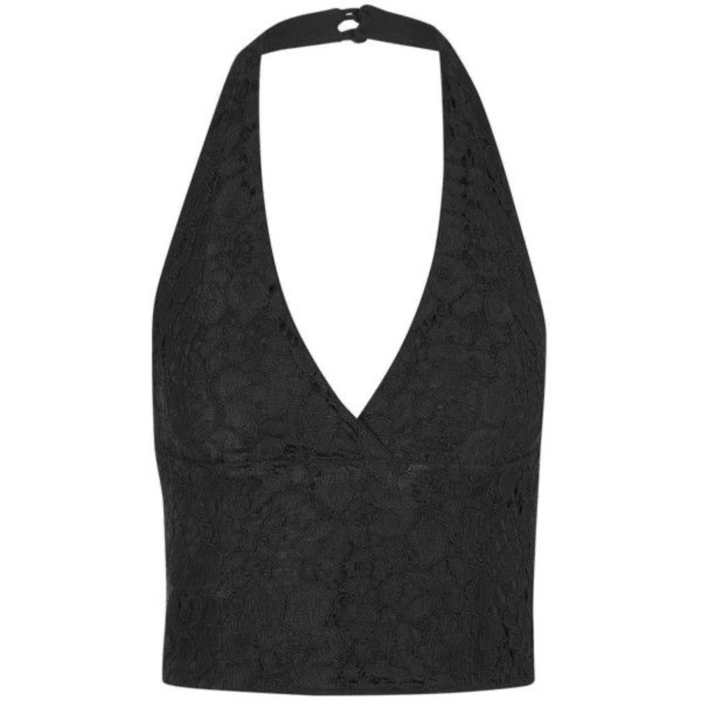 Topshop Black Lace Halter Top (Size US 6)
